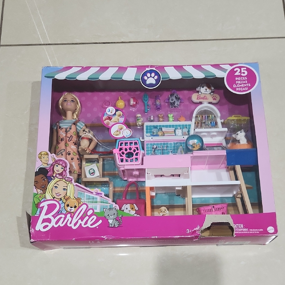 Barbie Pet Shop Set with Pink and Blue Accents